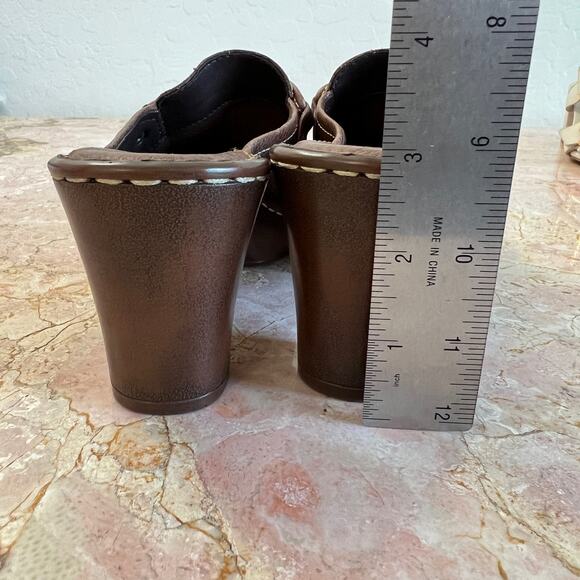 Nicole Brown Leather Loafer Slip On Clog Mules 90s Academia Vintage Tassel 6.5 - Picture 10 of 11